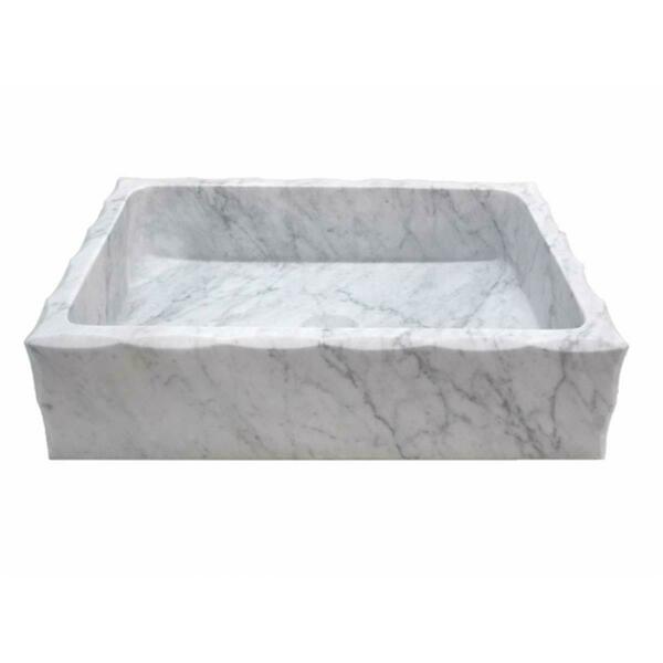 Eden Bath Antique Rectangular Carrara Marble Vessel Sink Honed EB_S037CW-H